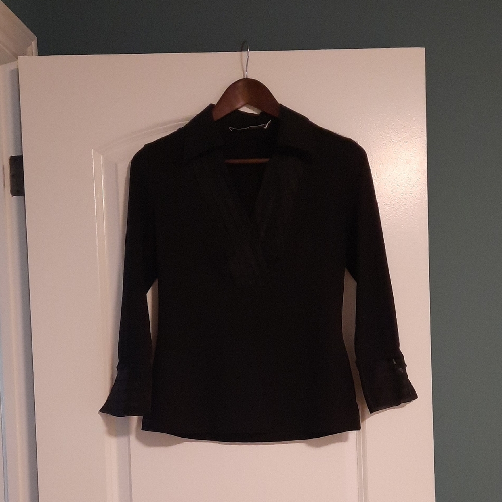 Anne Fontaine Black Blouse with Flared Cuffs
